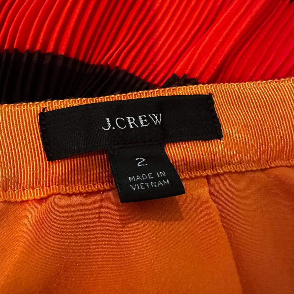 J. Crew Straight Pleat Skirt Multistripe Women's 2‎ Orange Career Preppy Classic - Picture 10 of 11